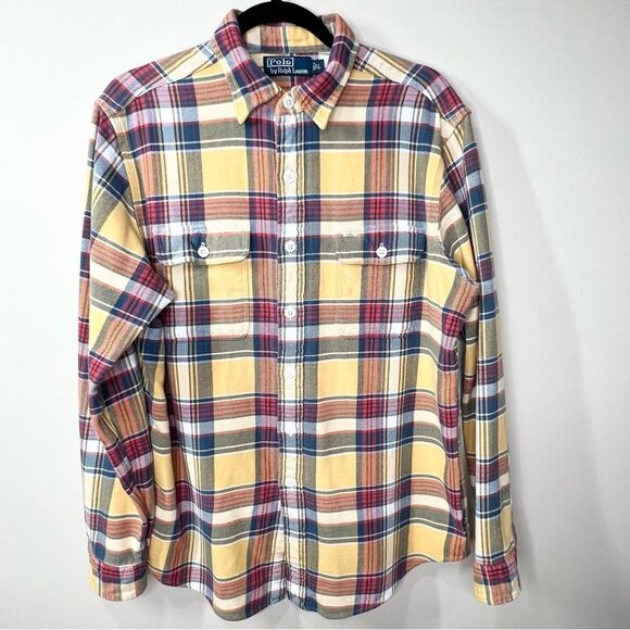 Polo by Ralph Lauren Plaid Classic 90’s Long Sleeve Button Down Flannel Large - Picture 1 of 12